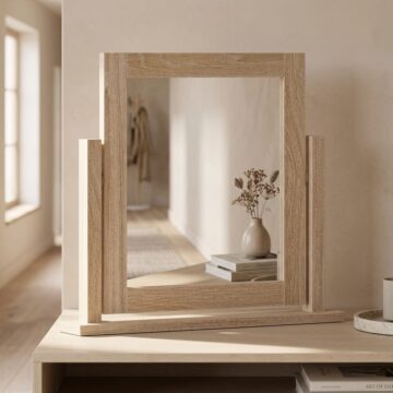 Oaktide Vanity Mirror - Oak - White Wash | Assembled