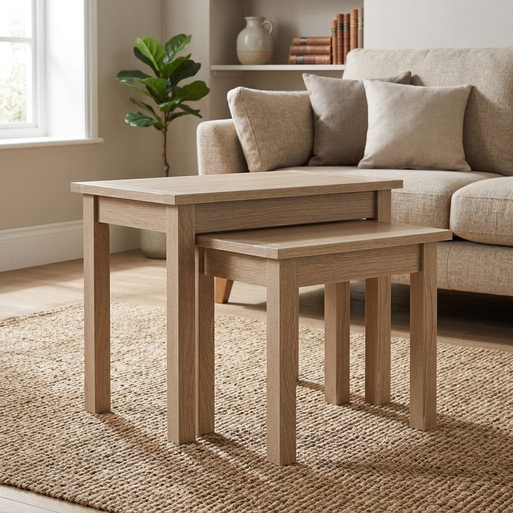 Oaktide White Wash Nest of Tables