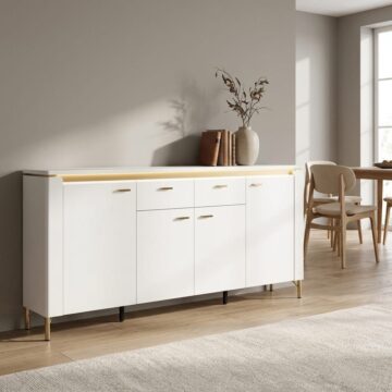 Cicero Alpine White Gloss 4 Door 2 Drawer Sideboard