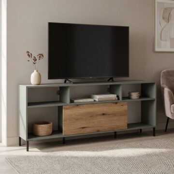 Ayr Green 1 Door TV Cabinet 180cm | Oak Door