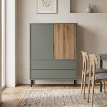 Ayr Green 2 Door 2 Drawer Sideboard | Oak Finish
