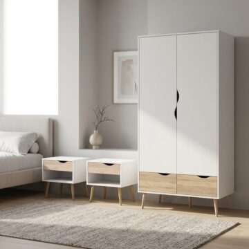 Oslo 3 Piece Bedroom Set White & Oak