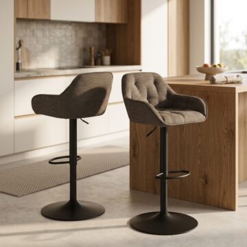 Anvil Swivel Bar Stool with Height Adjustable Function in Taupe.