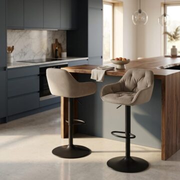 Anvil Swivel Bar Stool with Height Adjustable Function in Beige.