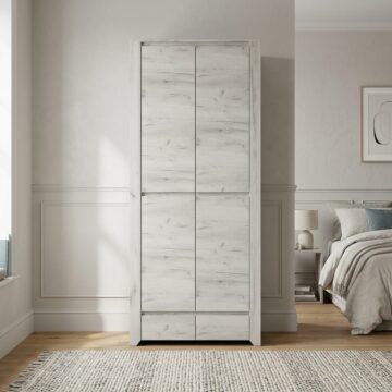 Fiji White Oak 2 Door 2 Drawer Fitted Wardrobe | Clearance