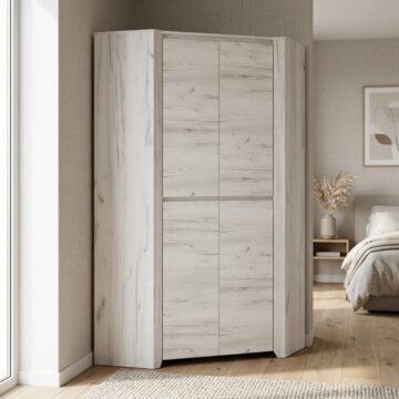 Fiji White Oak Corner Fitted Wardrobe