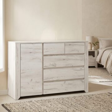 Fiji White Oak 1 Door 2+3 Drawer Chest