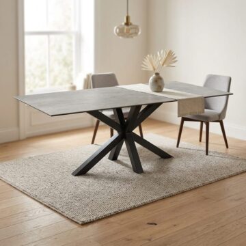 Azura Ceramic Grey Dining Table | Black Legs