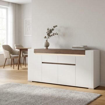 Signature White 4 Door 2 Drawer Wide Sideboard (inc Plexi Lighting)