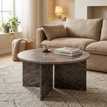 Morgan Round Coffee Table in Marron Marble