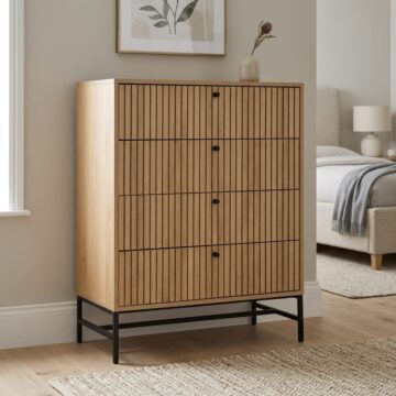 Liberty Chest of 4 Drawers in Oak/Black Legs