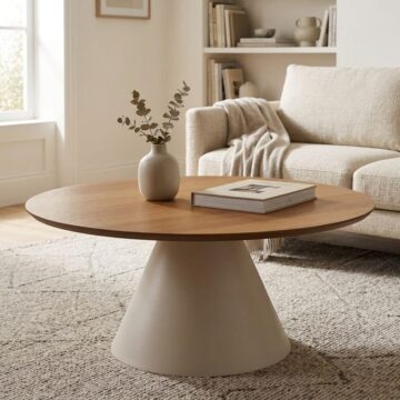 Soileil Round Coffee Table in Oak/Grey 85x40cm