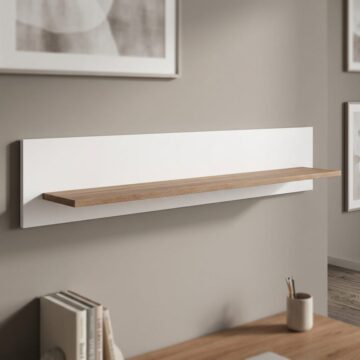 Wesley Light Grey Wall Shelf 160cm | Oak Finish