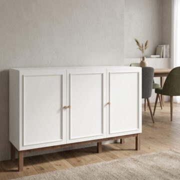 Wesley Light Grey 3 Door 1 Drawer Sideboard | Oak Finish