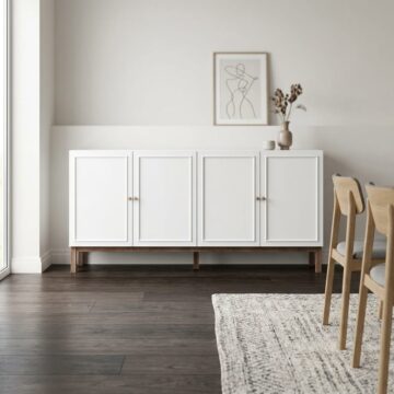 Wesley Light Grey 4 Door 1 Drawer Sideboard | Oak Finish