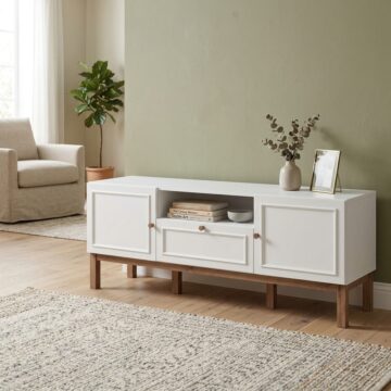 Wesley Light Grey 2 Door 1 Drawer TV Unit 160cm | Oak Finish