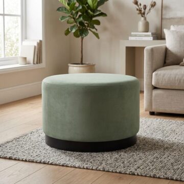 Lana Pouffe Sage Velvet / Matte Black - Large | Assembled