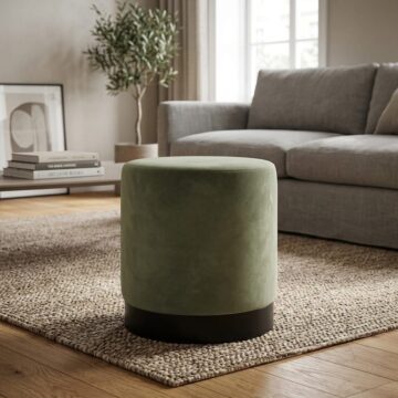 Lana Pouffe Sage Velvet / Matte Black - Small | Assembled
