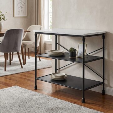 Fairmont Black Marble Effect Kitchen Island