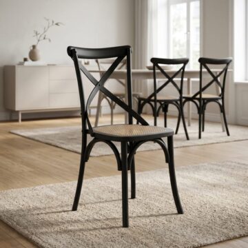 Fitzburg Pair of Black / Cane Dining Chairs | Assembled