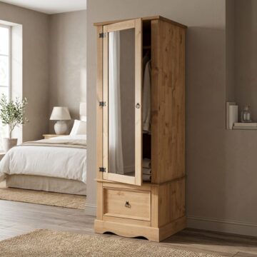 Azusa Armoire With Mirrored Door & Drawer