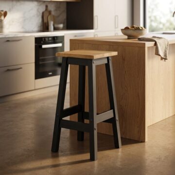 Azusa Black Live Edge High Breakfast Stools (Pair)
