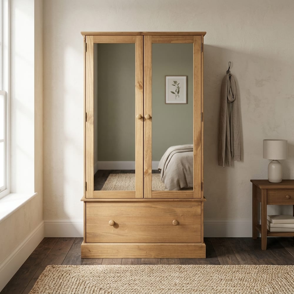 Bourton Double Wardrobe with Drawer & Mirrors