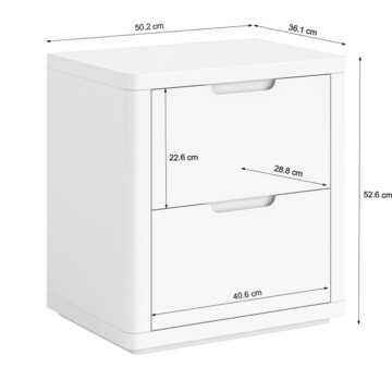 Halo White 2 Drawer Bedside | Assembled