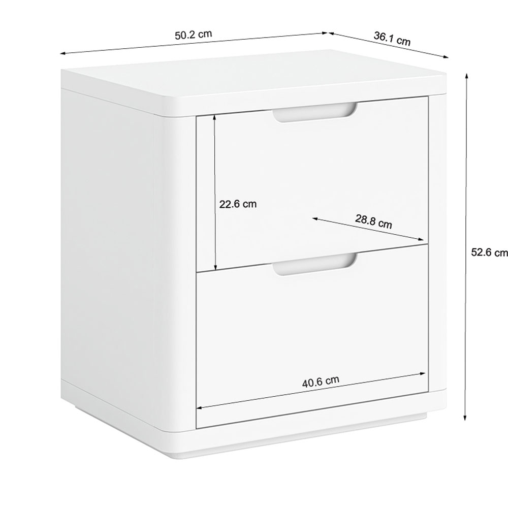Halo White 2 Drawer Bedside | Assembled