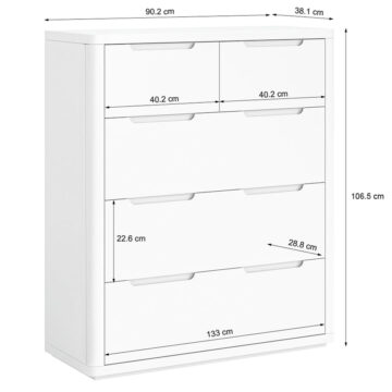 Halo White 2 Over 3 Chest Of Drawers | Assembled