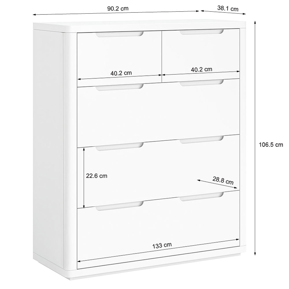 Halo White 2 Over 3 Chest Of Drawers | Assembled