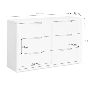 Halo White 6 Drawer Chest | Assembled