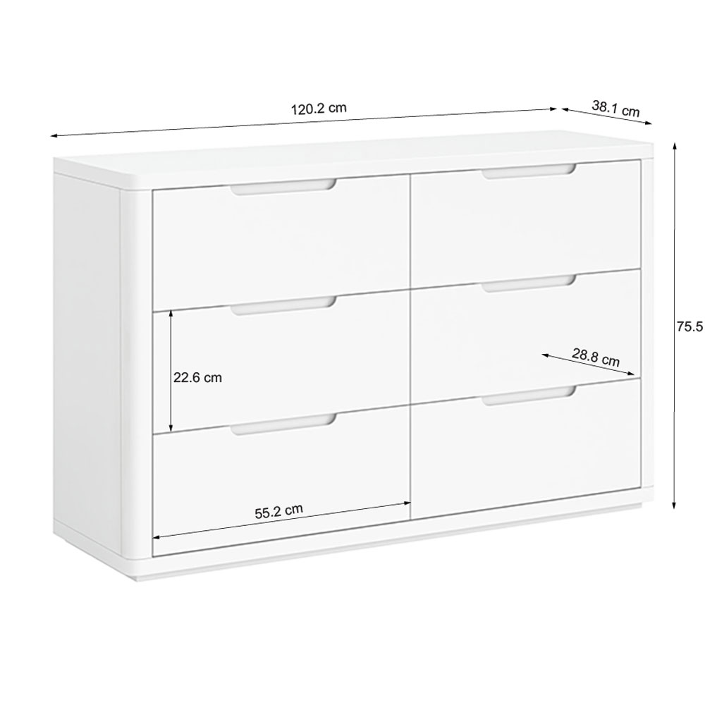 Halo White 6 Drawer Chest | Assembled
