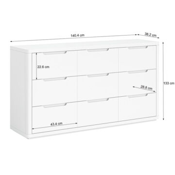 Halo White 9 Drawer Chest | Assembled