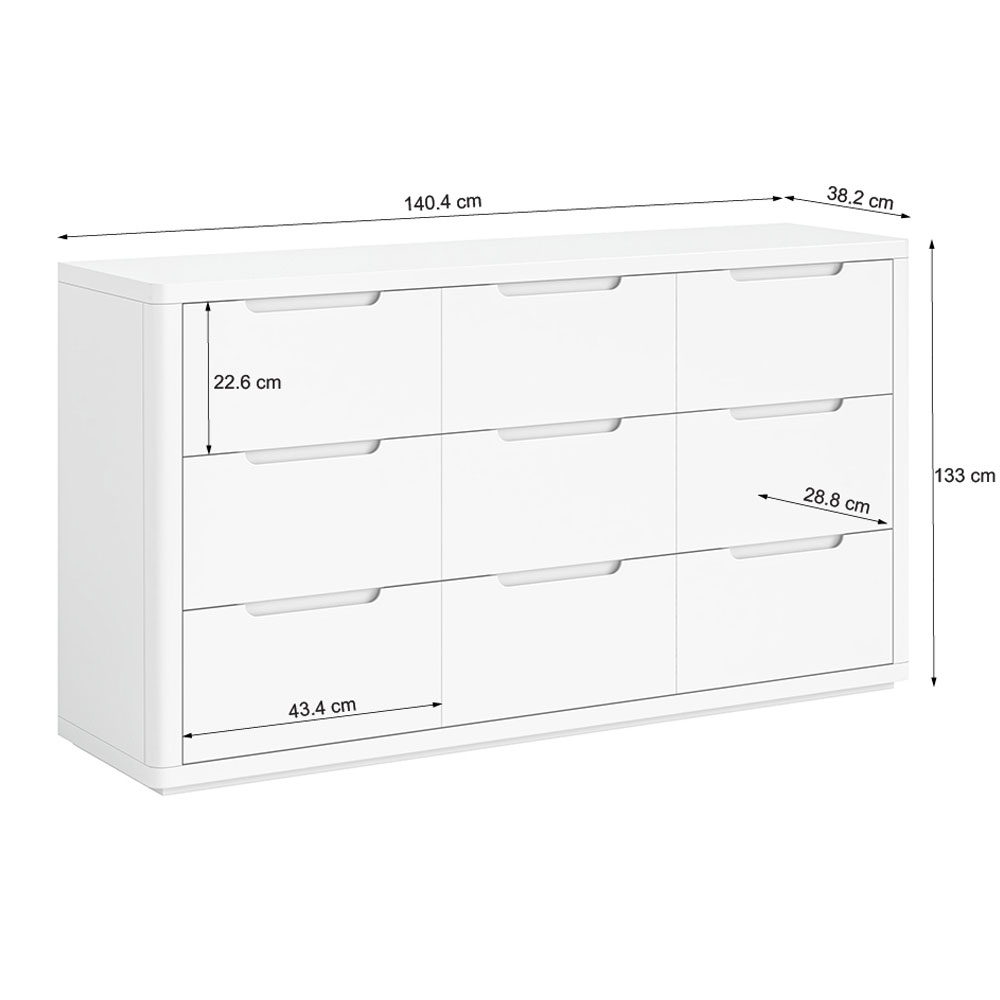 Halo White 9 Drawer Chest | Assembled