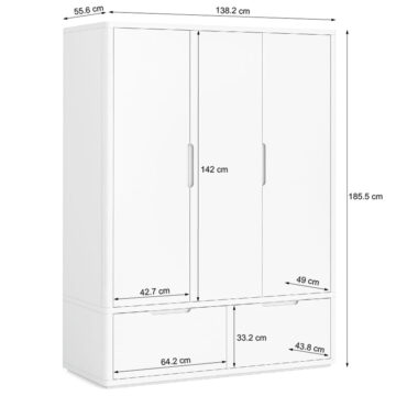 Halo White Triple Wardrobe