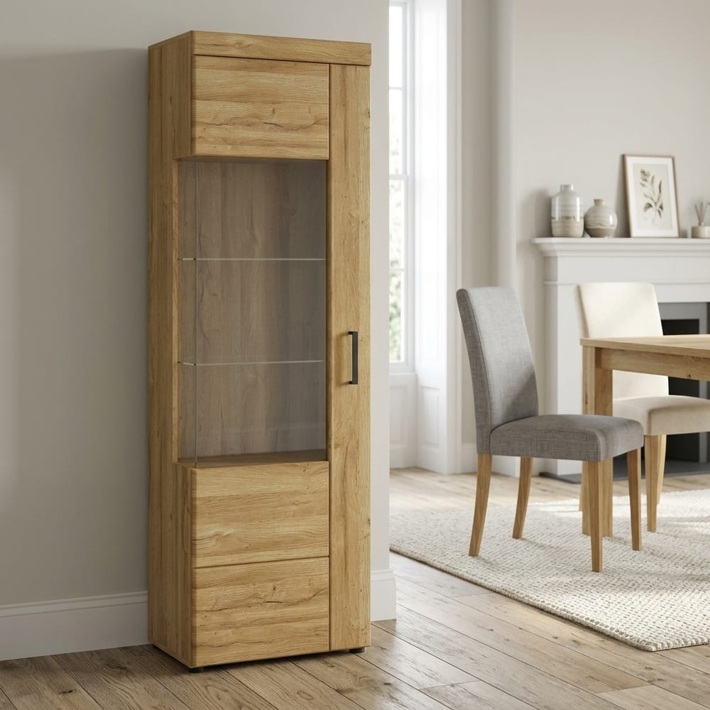 Newquay Tall Glazed Display Cabinet | Left Hand