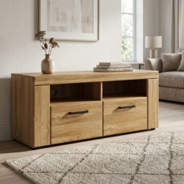 Newquay 2 Drawer TV Cabinet 128cm | Oak Finish