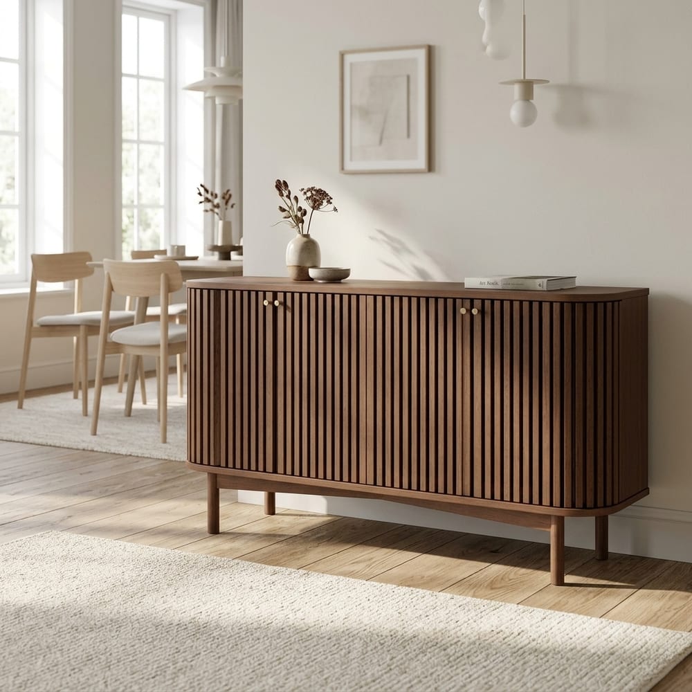 Serenity Brown Oak 4 Door Large Sideboard