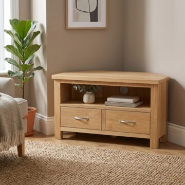 Brancepeth Oak Corner TV Unit | Lacquered Finish | Clearance