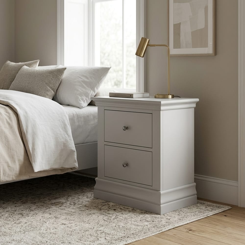 Riverton Grey 2 Drawer Bedside Cabinet | Clearance