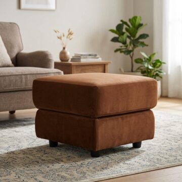 Portofino Italian Leather Footstool | Old Ranch Brown | Clearance