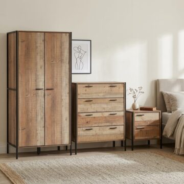 Trimdon 3 Piece Bedroom Set with Double Wardrobe