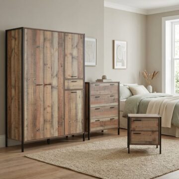 Trimdon 3 Piece Bedroom Set with Large Wardrobe