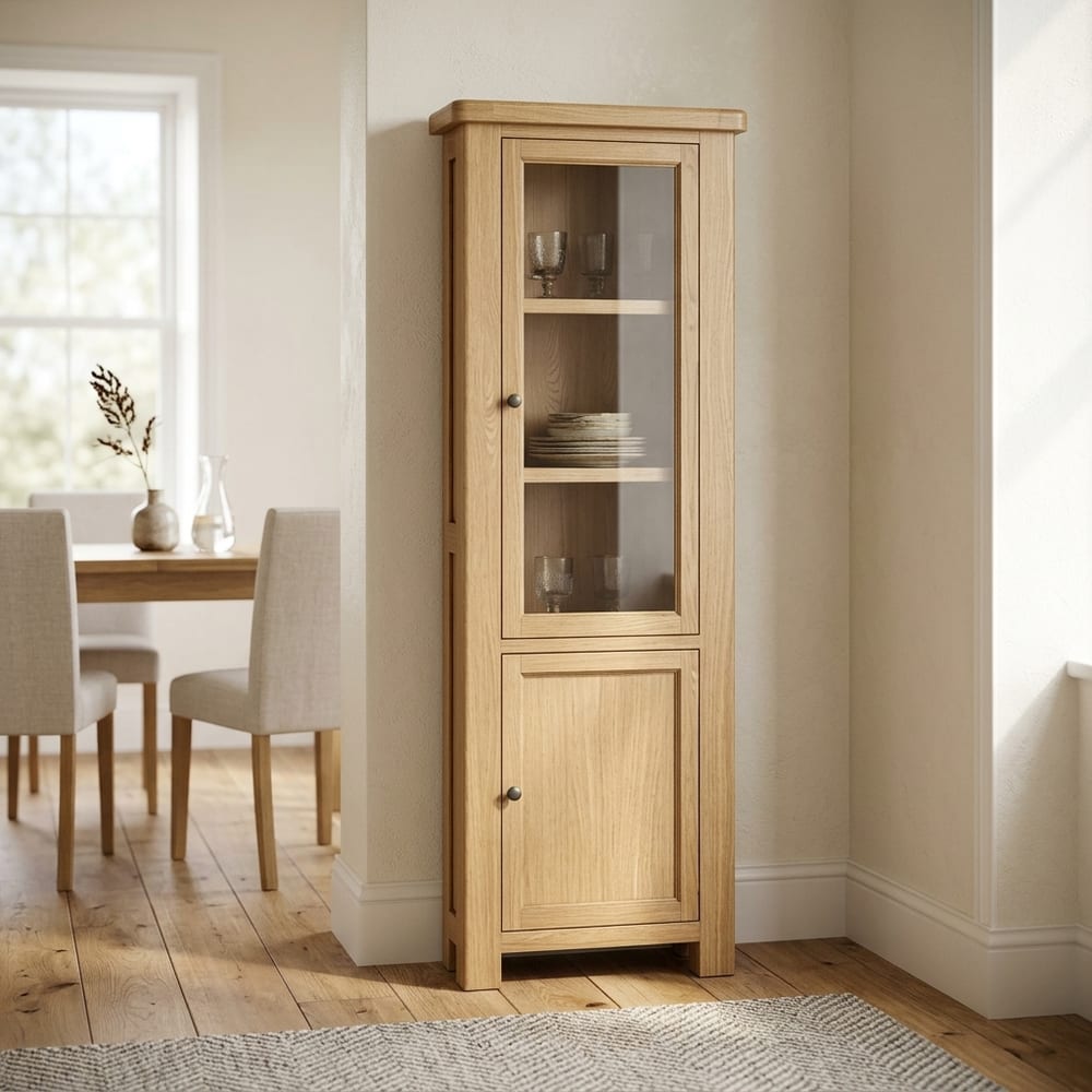 Oak Shire Corner Display Cabinet | Assembled