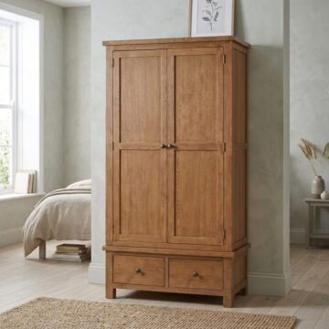 Wynyard Rustic Gents Wardrobe With 2 Drawers