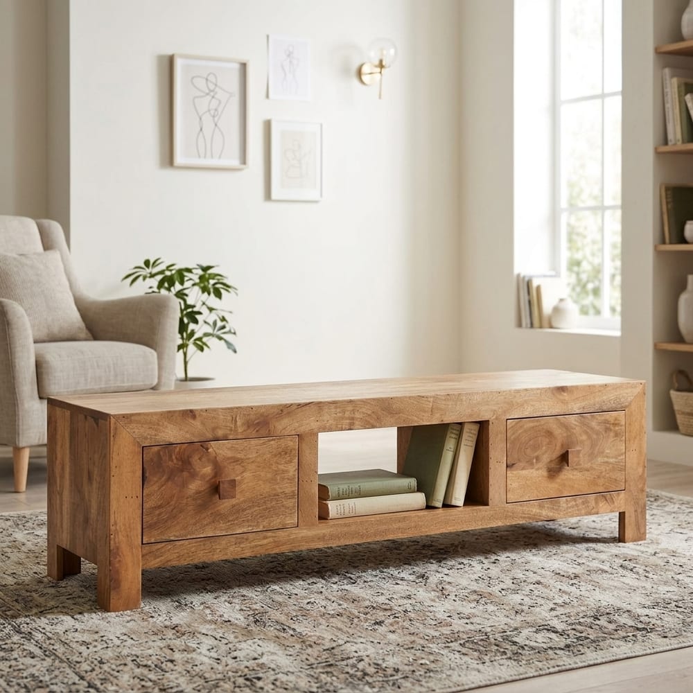 Malda Light Mango Large TV Unit | Assembled