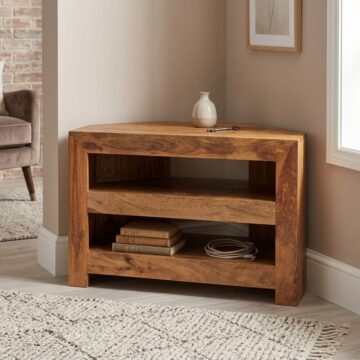 Malda Light Mango Open Corner TV Stand | Assembled
