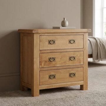 Salisbury Rustic Oak Chest of 3 Drawers | Wax Finish | Assembled | Clearance