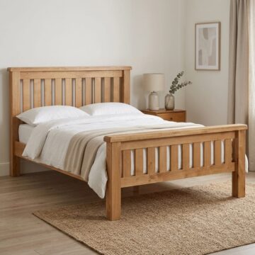 Salisbury Rustic Oak Slatted Super King Size Bed | Wax Finish